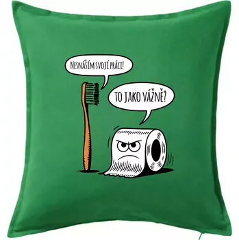 Polštář Nesnáším svoji práci - Polštář 50x50 - 50x50 - Včetně výplně ( Středně zelená )