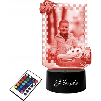 Lampička LAMPA na SKLE Auta Vaše Fotka 3D LED RGB+DÁLKOVÝ OVLADAČ 16 BAREV