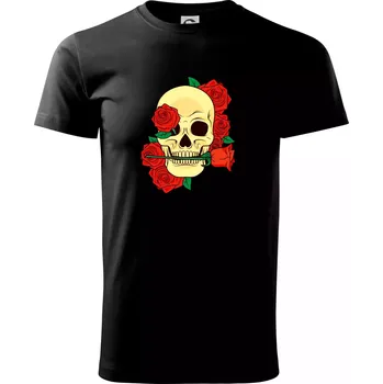 Lebka držící růži - Triko extra velké (5-8XL) - 8XL ( Černá )