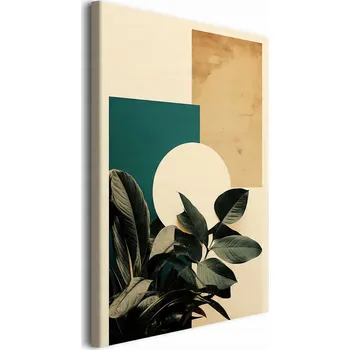 Obraz Moderní Obraz na plátně Listy Geometrie Dekorace do pokoje béžová zeleň