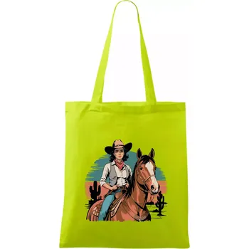 Cowgirl vintage na koni - Taška bavlněná - 42 x 38 cm ( Limetková )