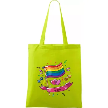 Nákupní taška Pride vlajka - Taška bavlněná - 42 x 38 cm ( Limetková )