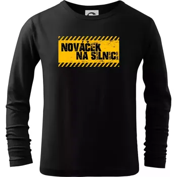 Chlapecké tričko Autoškola - Nováček na silnici - Triko dětské Long Sleeve - 134 cm/8 let ( Černá )