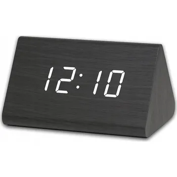 Hodiny BUDÍK HODINY DIGITÁLNÍ DŘEVĚNÝ DIGITÁLNÍ TEPLOMĚR STOJÍCÍ STOLNÍ LED