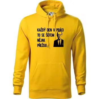Pánská mikina Každý den v práci to se šéfem nějak přežiju - Mikina pánská Cape s kapucí - S ( Žlutá )