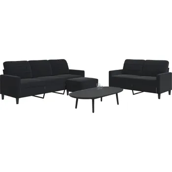 Pohovka 3dílná sedací souprava s poduškami černá samet Černý3278406