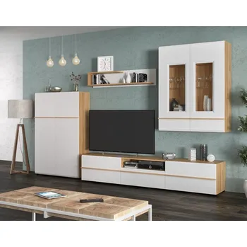 Obývací stěna VerDesign ROVER obývací sestava, buk-bílá matná