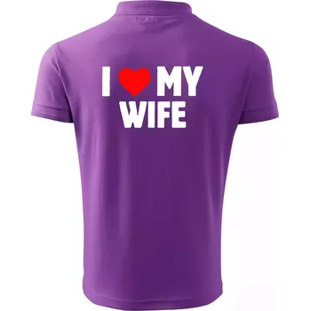 Pánská košile I love my wife - Polokošile pánská Pique Polo 203 - L ( Fialová )