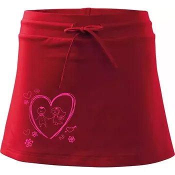 Dámská sukně Svatba - kreslené srdce - Sportovní sukně - two in one - M ( Červená )