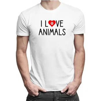 Žertovný předmět I love animals v2 - pánské tričko s potiskem- Tričkový.cz