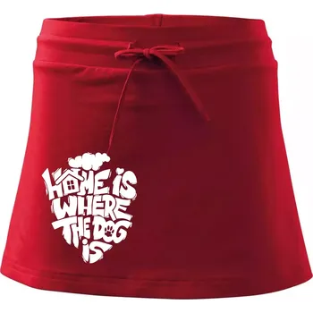 Dámská sukně Home is where the dog - Sportovní sukně - two in one - XL ( Červená )