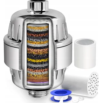 vodní filtr SPRCHOVÝ FILTR NA VODU STŘÍBRNÝ ZMĚKČUJE VODU PRO ALERGIKY S NÁPLNÍ