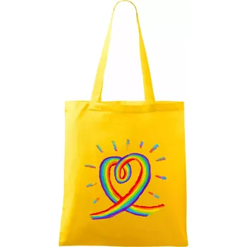 Srdce pride duha kreslená - Taška bavlněná - 42 x 38 cm ( Žlutá )