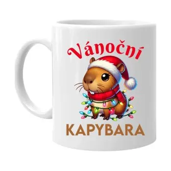 Žertovný předmět Vánoční kapybara - hrnek s potiskem- Tričkový.cz