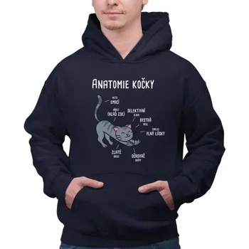Žertovný předmět Anatomie kočky - pánská mikina s potiskem- Tričkový.cz