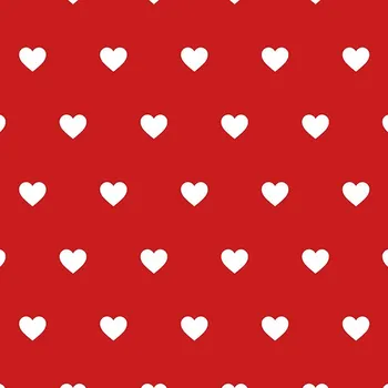 Satén elastický bílá srdíčka 2 cm na červené