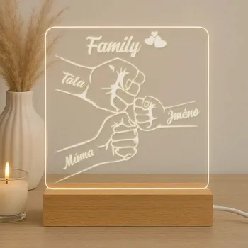 Žertovný předmět Family - jedno dítě - LED lampička s gravírováním - personalizovaný produkt- Tričkový.cz
