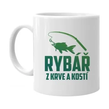 Žertovný předmět Rybář z krve a kostí - hrnek s potiskem- Tričkový.cz