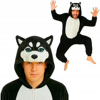 Karnevalový kostým Pyžamo Overal Kigurumi Kostým Černý Husky S: 145 - 155 cm