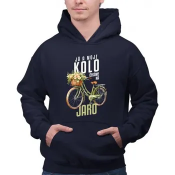 Žertovný předmět Já a moje kolo čekáme na jaro - pánská mikina s potiskem- Tričkový.cz