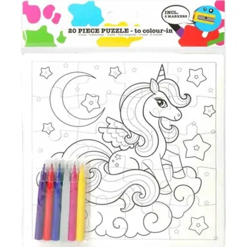 Puzzle Puzzle K vybarvování Omalovánka pro děti Jednorožec