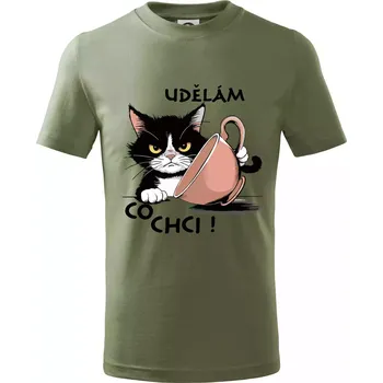 Kočka - udělám co chci - Tričko dětské bavlněné - 134 cm/8 let ( Khaki )