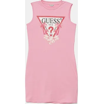 Dámské šaty Dětské bavlněné šaty Guess růžová barva, midi, J4RK38 KA6W4 J4RK38.KA6W4.PPYA 30X, vel. 167