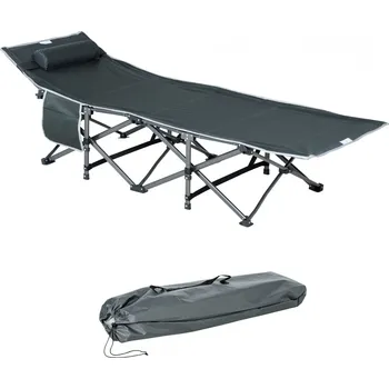 kempingová židle Kempingové skládací lůžko do 150 kg |šedé