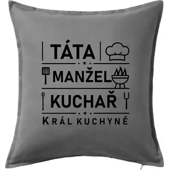Polštář Táta manžel kuchař král kuchyně - Polštář 50x50 - 50x50 - Pouze potah ( Tmavě šedý melír )