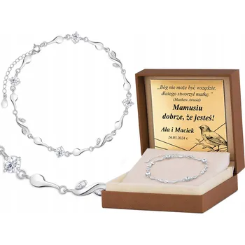 Náramek STŘÍBRNÝ NÁRAMEK 925 KŘIŠŤÁLY GRAVÍROVÁNÍ