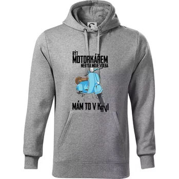 Pánské oblečení Být motorkářem nebyla moje volba skútr - Mikina pánská Cape s kapucí - M ( Tmavě šedý melír )