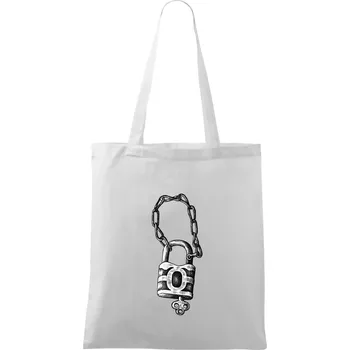 Nákupní taška Zámek s řetězem - Taška bavlněná - 42 x 38 cm ( Bílá )