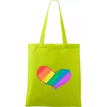 Srdce čmárané - Taška bavlněná - 42 x 38 cm ( Limetková )