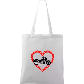 Moto srdce řetěz - chopper - Taška bavlněná - 42 x 38 cm ( Bílá )