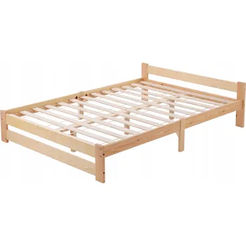 Postel Dvojlůžko z masivního dřeva 140x200 cm S čelem a lamelovým roštem