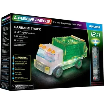 ostatní stavebnice RECYKLAČNÍ VOZIDLA 12 modelů Laser Pegs stavebnice LED