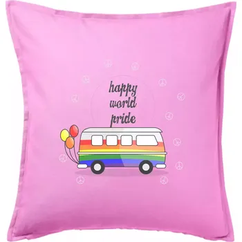 Polštář Happy world pride - Polštář 50x50 - 50x50 - Pouze potah ( Růžová )