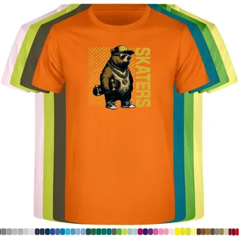 Chlapecké oblečení detske-levne-bavlnene-tricko-potisk-medved-brumla-skater Barva: Orange - oranžová, Dětská bavlněná trička JHK: S