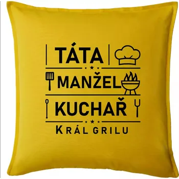 Polštář Táta manžel kuchař král grilu - Polštář 50x50 - 50x50 - Pouze potah ( Žlutá )