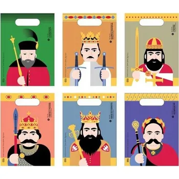 Dárková taška Fóliové tašky na dárky KRÁLOVSKÁ PÁRTY narozeniny KRÁL historie 6 kusů