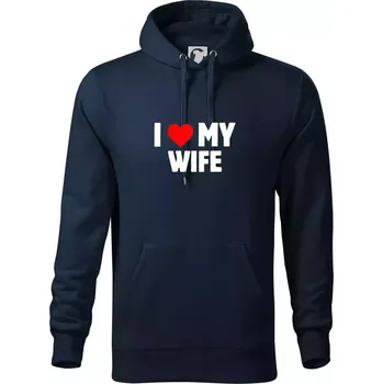 Pánská mikina I love my wife - Mikina pánská Cape s kapucí - 5XL ( Námořní modrá (velmi tmavá - téměř černá) )