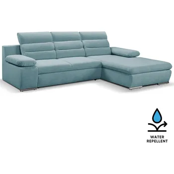 Sedací souprava Sedací souprava GRECO MINI | 278x185 cm | PRAVÁ | 74 modrá WATER REPELLENT | rozkládací + úložný prostor