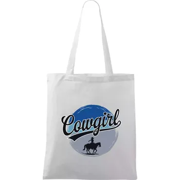 Cowgirl modrý pruh - Taška bavlněná - 42 x 38 cm ( Bílá )