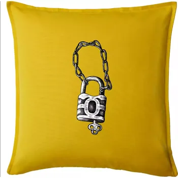 Polštář Zámek s řetězem - Polštář 50x50 - 50x50 - Pouze potah ( Žlutá )