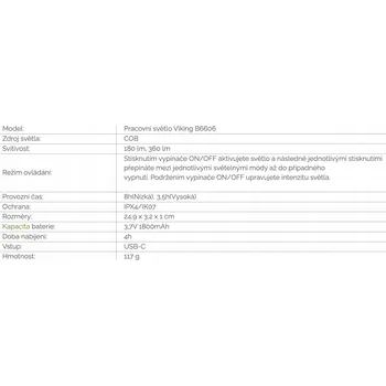 Bezpečnostní kamera Pracovní světlo Viking B6606
