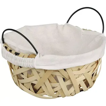 chlebník KESPER Dřevěný košík na pečivo s látkovou vložkou, výška: 90 mm, průměr: 220 mm