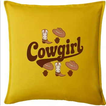 Polštář Cowgirl nápis a oblečení - Polštář 50x50 - 50x50 - Pouze potah ( Žlutá )