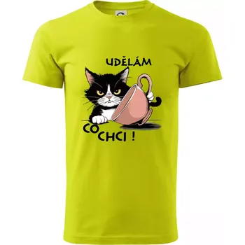 Kočka - udělám co chci - Klasické pánské triko vyšší gramáže - M ( Limetková )