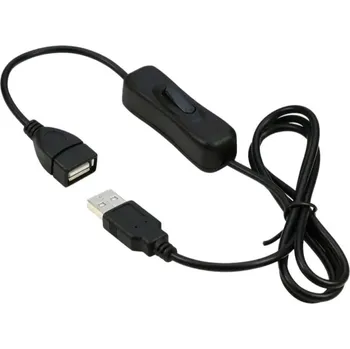 Kabel do PC PREMIUMCORD Prodlužovací kabel USB 2.0 s vypínačem, 1m, černá KUPAASW1