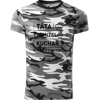 Pánské tričko Táta manžel kuchař král kuchyně - Army CAMOUFLAGE - L ( Šedý maskáč )